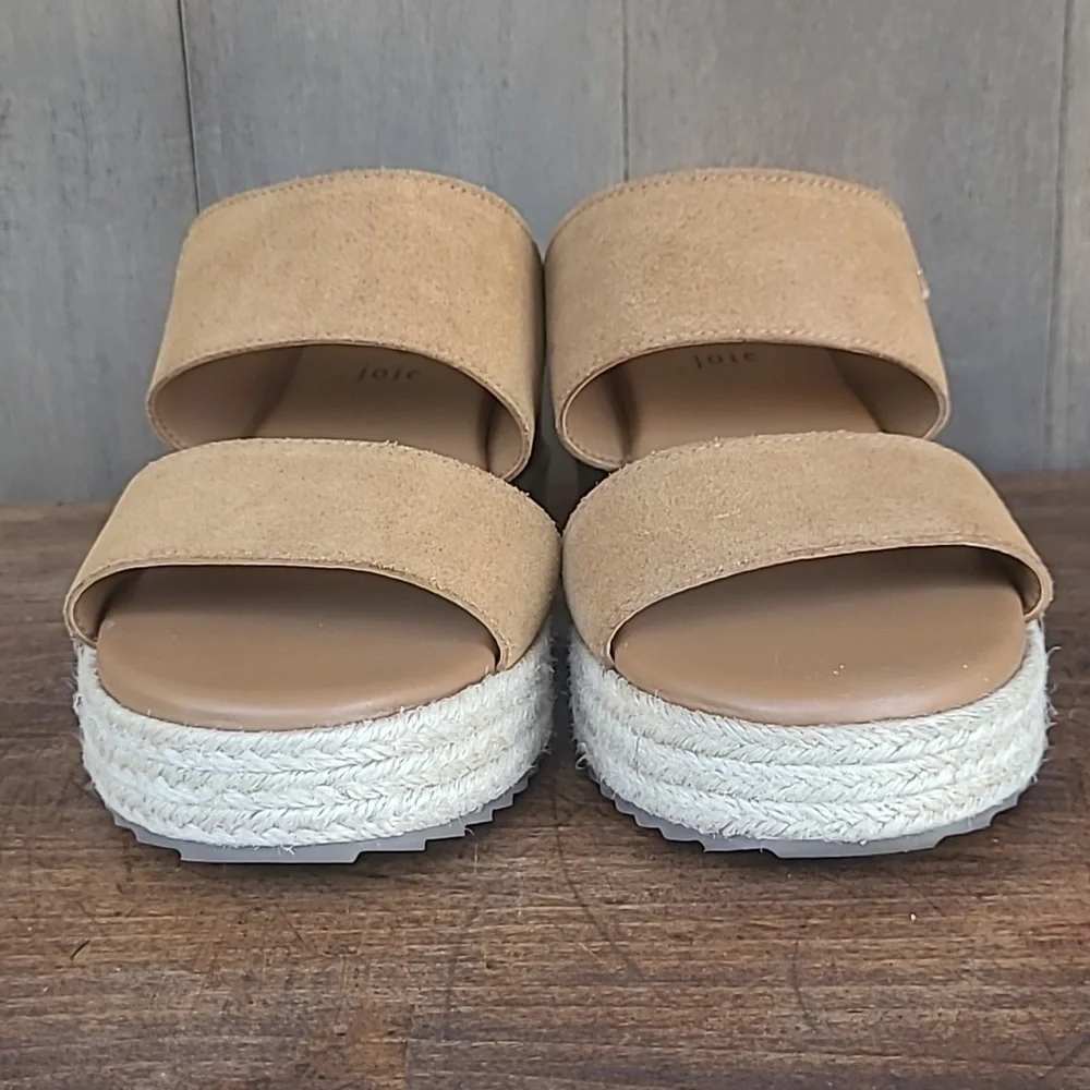 EUC Joie Sandals Women's sz 9 Two Band Suede Espadrille Wedge Slip On Sandal